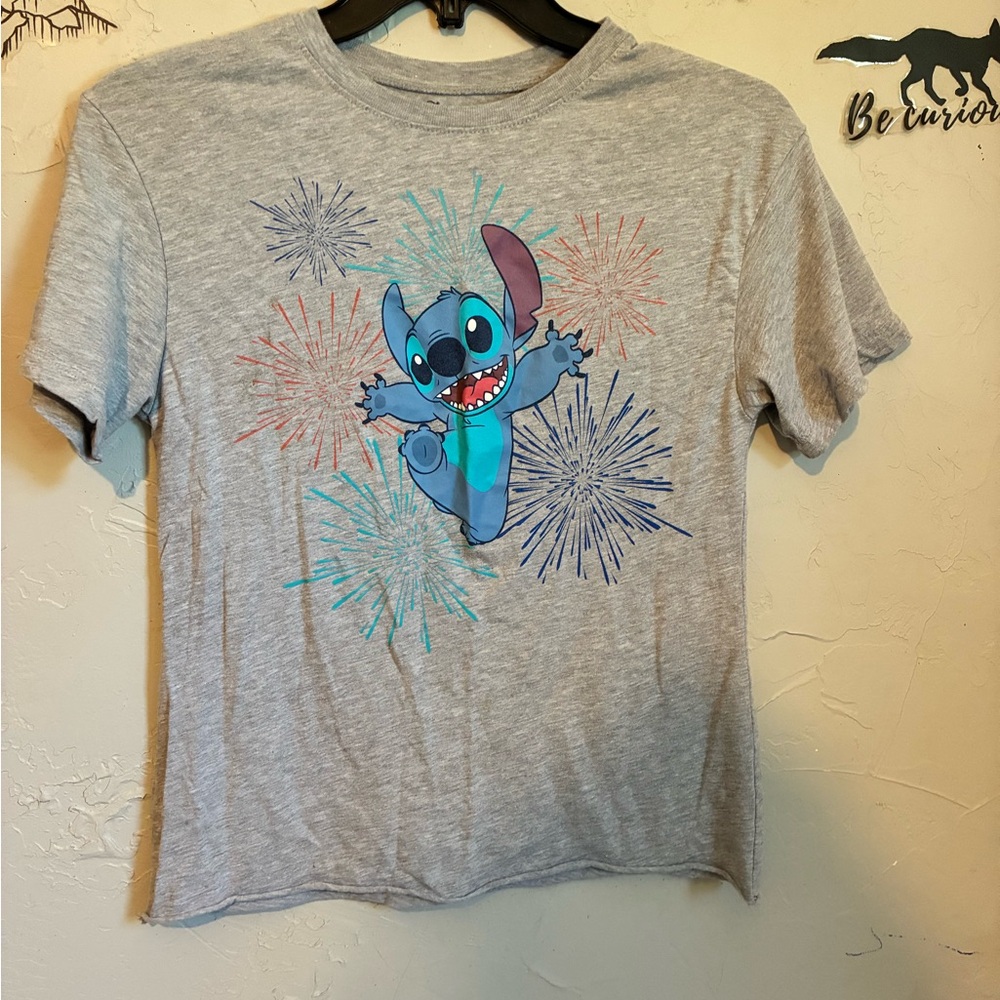 Disney Gray and Blue Stitch Short Sleeve Tee